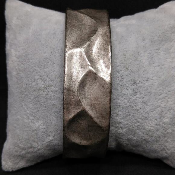 Chico's Silver Plated Textured Cuff Bracelet, Unpolished, 5 7/8 Inches - Picture 3 of 8